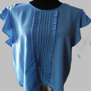 NEW Covington Womens Top Ruffled Pleated Front Butterfly Sleeve Blouse